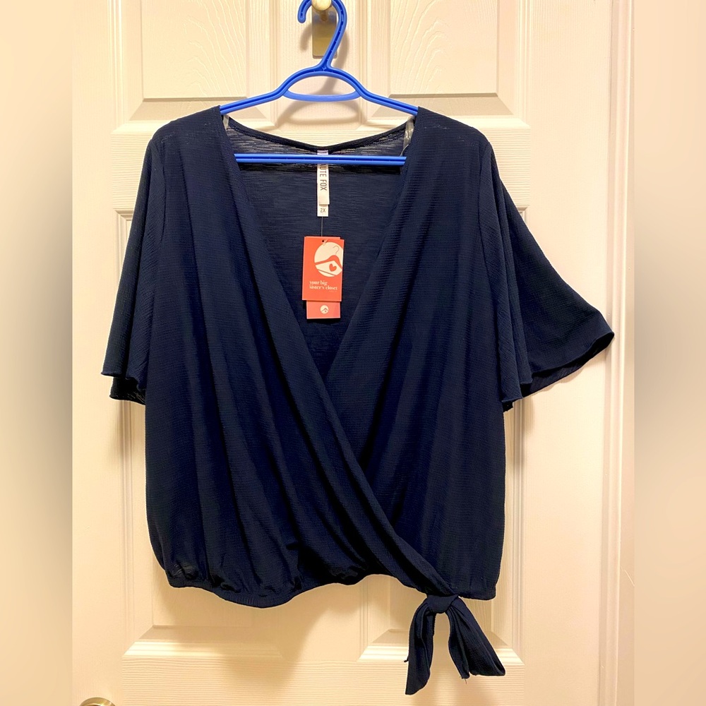 2X Haute Fox Navy Wrap Top